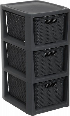Комод пластиковая BranQ 1725 органайзер Rattan антрацит 510x296x241 мм