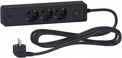 Подовжувач Schneider Electric із заземленням 3 гн. чорний 3 м ST943U3B