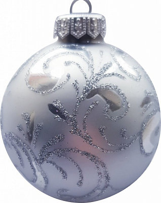 Куля скляна Юріта d 80 mm орнамент А80168М срібний