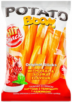 Смужки картопляні Potato Boom з телятиною та аджикою 50 г