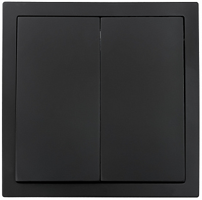 Механизм выключателя двухклавишный HausMark Juna без подсветки черный матовый 7041-1788U2-101QC