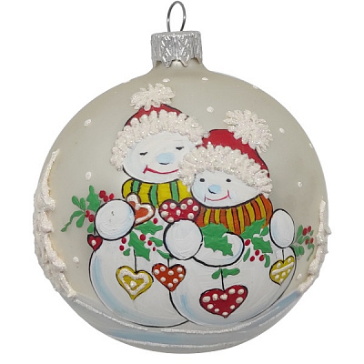 Шар новогодний 80 мм серебряный 6681