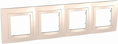 Рамка четырехместная Schneider Electric Unica горизонтальная кремовый