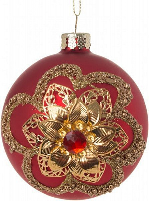 Куля скляна Квітка d100 JF151464-10 червоний