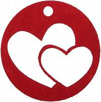 Декоративний виріб з фетру Серця двох червоний, 125059 2 мм, 10 см