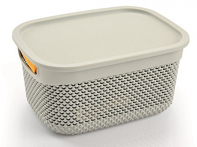 Корзина Ucsan Plastik DROP прямоугольная с крышкой 6,6 л кремовый 