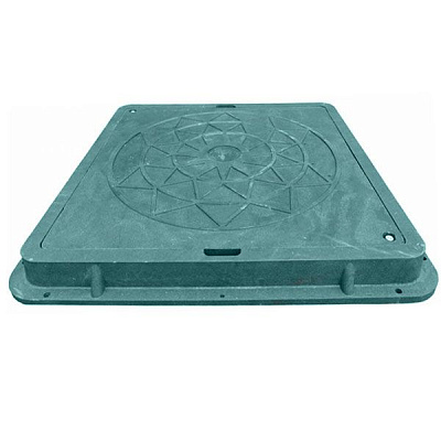 Люк канализационный PE RUSLANA 710x710 мм Садовый с замком зеленый