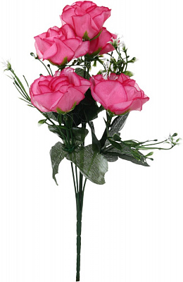 Букет роз искусственный 5 цветков розовый 29 см