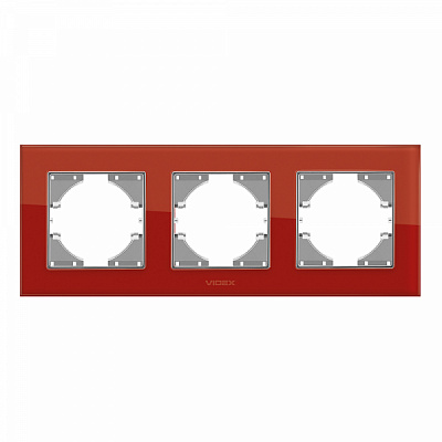 Рамка трехместная Videx Binera горизонтальная красный VF-BNFRG3H-RD