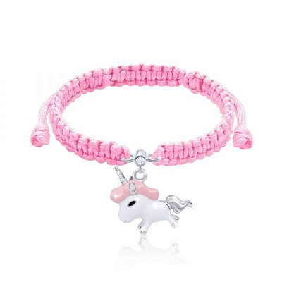 Браслет плетеный UMa&UMi Единорог розовый