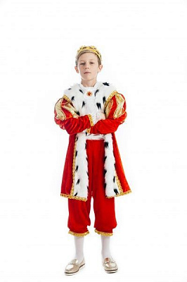 Костюм карнавальний КАРНАВАЛІЯ Король New р.116-122 червоний із білим