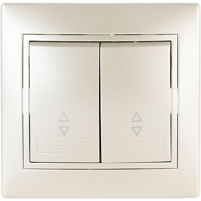 Вимикач прохідний двоклавішний Lezard Mira без підсвітки 10 А 250В IP20 перлинно-білий