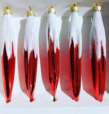 Набор елочных игрушек Сосулька красный 17 см 5 шт./уп. 