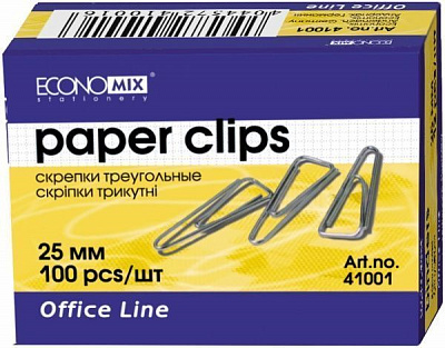 Скрепки E41001 25 мм 100 шт треугольные Economix