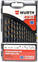 Набор сверл по металлу WURTH Red Line HSS DIN338 d1,5-6,5 мм 13 шт. 0624701 