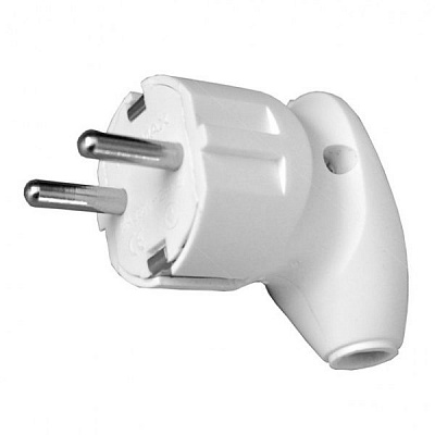 Электровилка угловая Neomax NX1005 с заземлением 220В 16А IP20 пластик белый