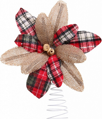 Верхівка для ялинки з квіткою комбінована d280 мм червоний із малюнком