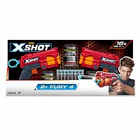 Бластер Zuru X-Shot Red EXCEL FURY 4 2 PK (3 банки, 16 патронів) 36329R