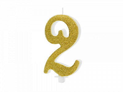 Свеча для торта Partydeco цифра 2 золотая 10 см (SCU4-2-019)