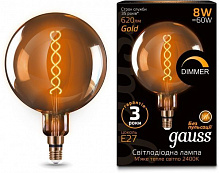 Лампа светодиодная Gauss FIL Vintage Flex Dim Golden G200 8 Вт E27 2400 К 220 В желтая 