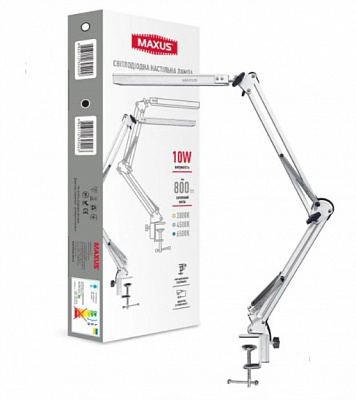 Настільна лампа Maxus Desk Lamp 3CCT Metal CLIP WH 10 Вт білий 1-MDL-10W-MCLW