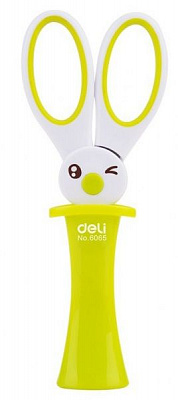 Ножницы детские Заяц в шляпе 13 см зеленые 6065 Deli