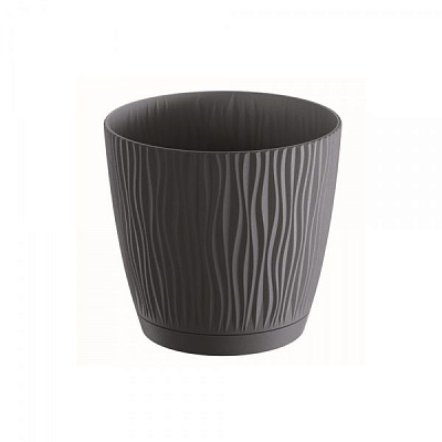 Горшок для цветов Prosperplast SANDY 110 мм с подставкой круглый 1,19л антрацит (26798-433) 