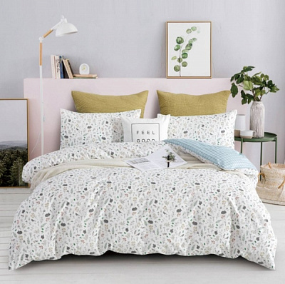 Комплект постільної білизни Noto 2 білий із блакитним La Nuit