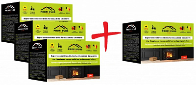 Брикет суперконцентрований Profi Plus Fire для чищення котлів і димоходу 3+1 шт