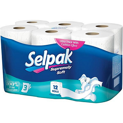 Туалетная бумага Selpak белая 10+2 шт