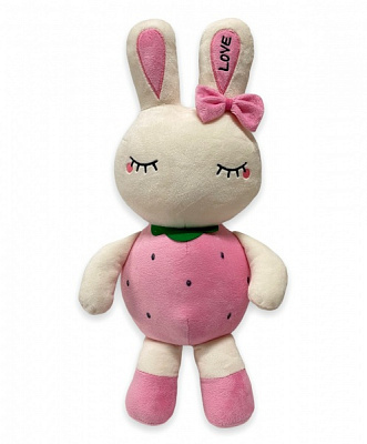 Мягкая игрушка Stip Зайка-клубничка 45 см белый с розовым
