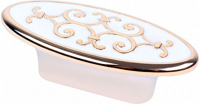 Меблева ручка кнопка Bosetti Marella D 24134.32 44483 32 мм золото поліроване/ біла емаль