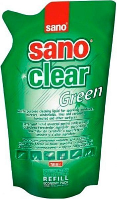 Засіб миючий для скла та дзеркал Sano Clear Green запаска 0,75л