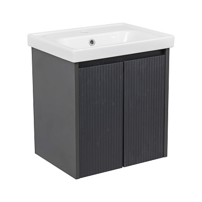 Тумба подвесная Aqua Rodos БАРСЕЛОНА с умывальником Frame 50 см антрацит