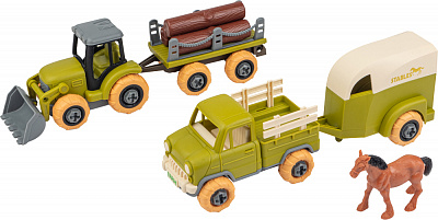 Ігровий набір OTAMANKO Веселий хутір (трактор з причепом, вантажівка з причепом і кінь) 532.01.66