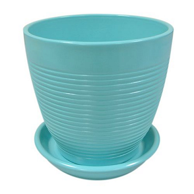Горшок керамический Ориана-Запорожкерамика Кедр №2 резной круглый 2,2л бирюзовый 