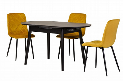 Стол обеденный Галатея черный оникс/черный 