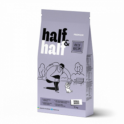 Корм сухий для малих порід Half&Half із яловичиною 12 кг