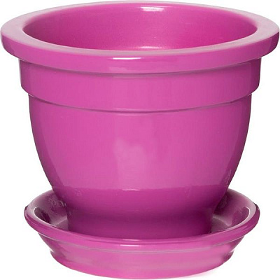 Горщик керамічний Оріана-Запоріжкераміка Фіалочниця матовий круглий 0,5л фуксія (035-0-038)
