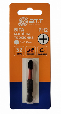 Бита торсионная A.T.T. магнитная PH2 50 мм 1/4 сталь S2 1 шт.