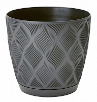 Горщик для квітів Form-Plastic Флоу з підставкою круглий антрацит (5025-014) 
