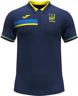 Поло форми збірної України 2021 Joma FED. FUTBOL UCRANIA SHORT SLEEVE POLO AT102376A339 р.S темно-синій