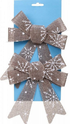 Набор новогодних декораций Бант из мешковины 14х17 см 2 шт. SD15-790077 