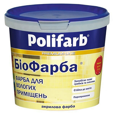 Фарба акрилова Polifarb Біофарба мат білий 14кг