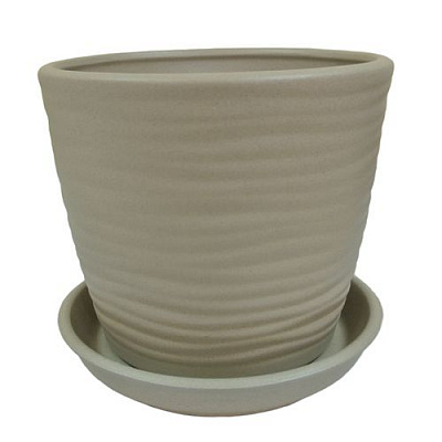 Горшок керамический Ориана-Запорожкерамика Грация Волна №2 крошка круглый 4,3л капучино 