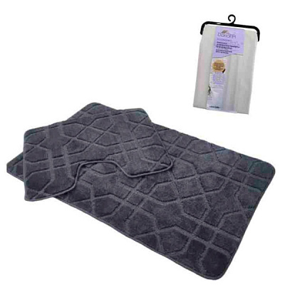 Набор ковриков Dariana Standard 60x100+60x50 см серый геометрия + занавеска PEVA