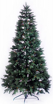 Елка искусственная Рождественская с шишками 1.8 м литая зеленый 