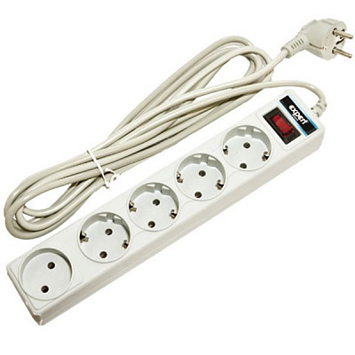 Мережевий фільтр Expert Power із заземленням 5 гн. сірий 1,8 м EPOW-S5-Sw-2,0e-3x0,5
