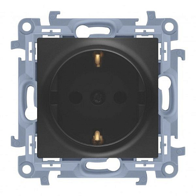 Розетка с заземлением Simon 10 черный матовый CGSZ1.01/49