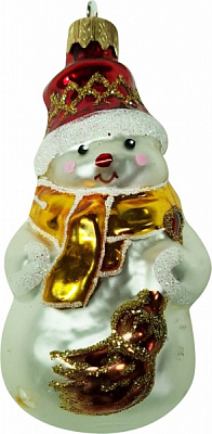 Елочная игрушка Полимер Снеговик с метлой 10 см